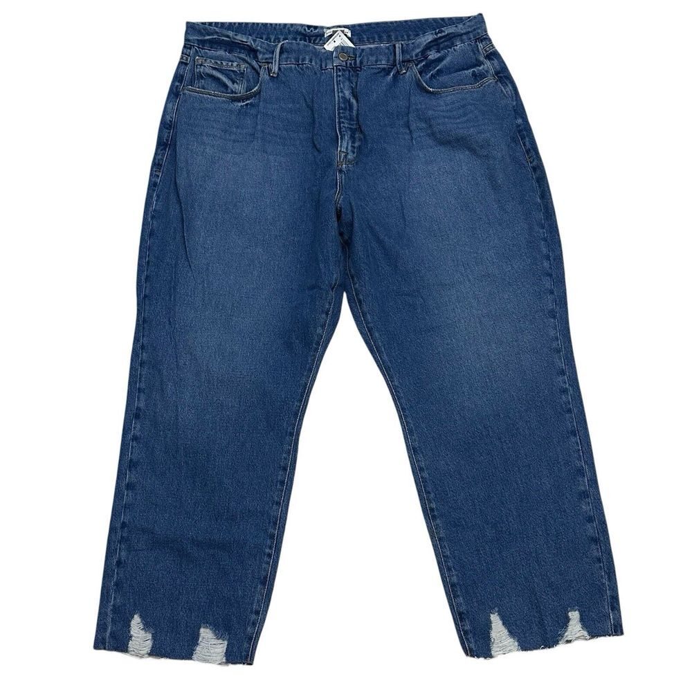 Good American Women's Vintage Jagged‎ Hem Jeans Blue 641 Size 20 NWT